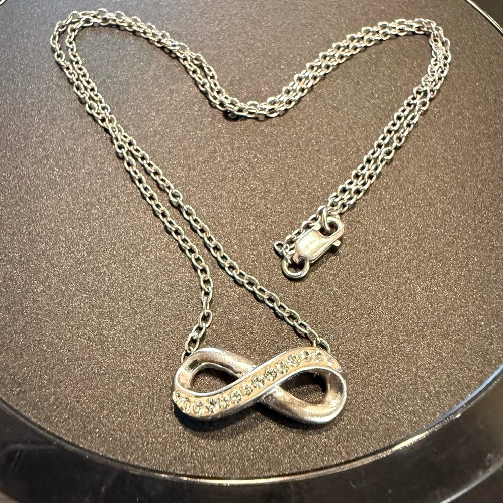 925 Silver Infinity Crystal Necklace 46$